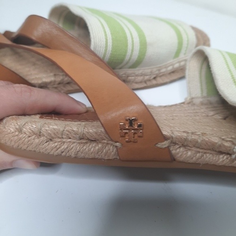 Tory Burch Orange Suede Espadrille Mule Slides